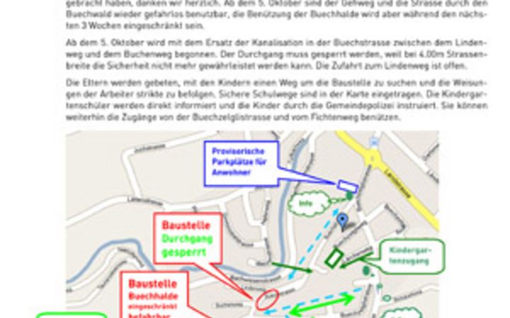Baustellen-Information zur Strassen- und Werkleitungssanierung Buechstrasse/Buechzelglistrasse 